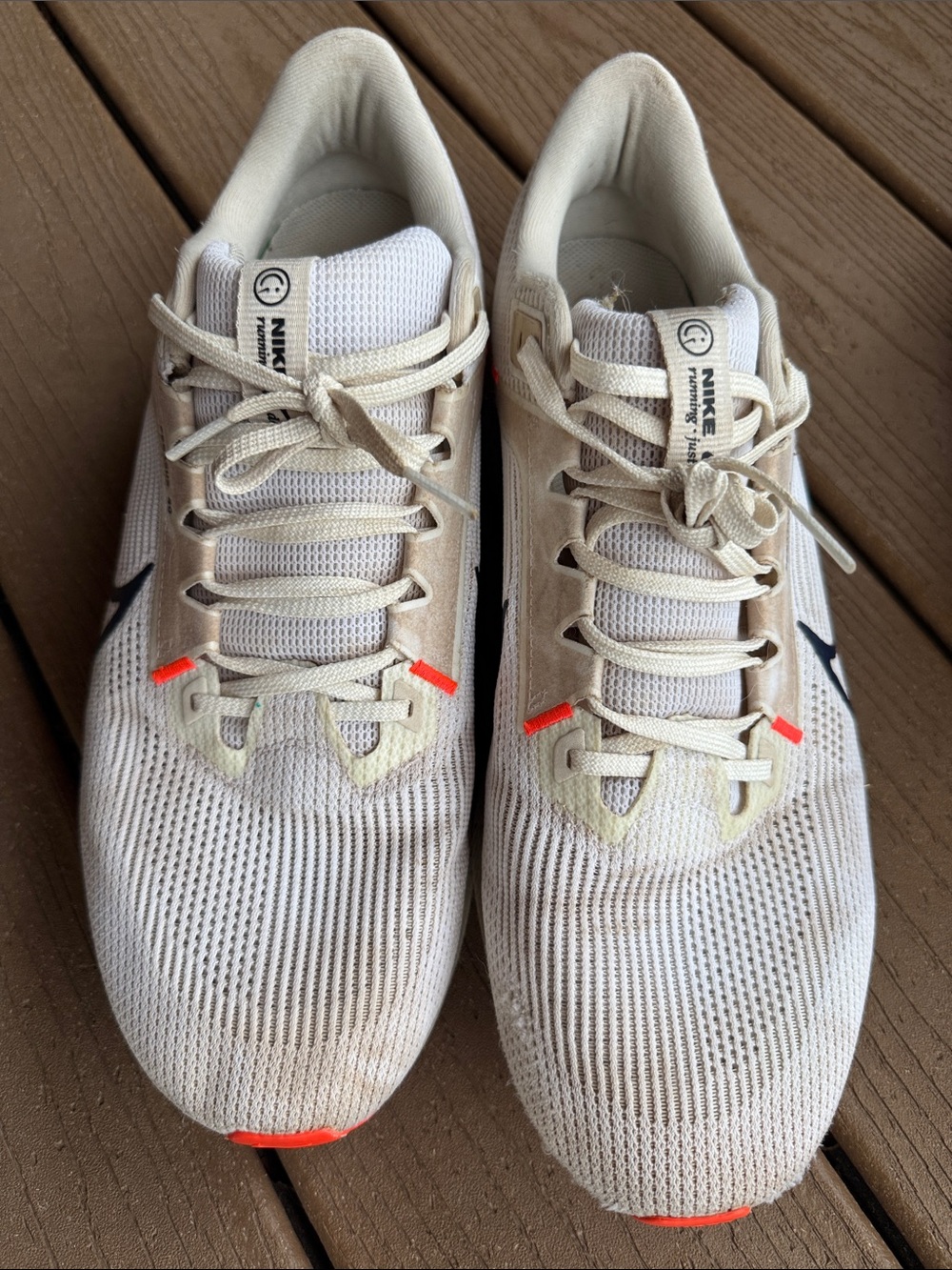 Nike Pegasus 40 Mens Shoes Men's Running Sneakers in Cream with Orange Accents